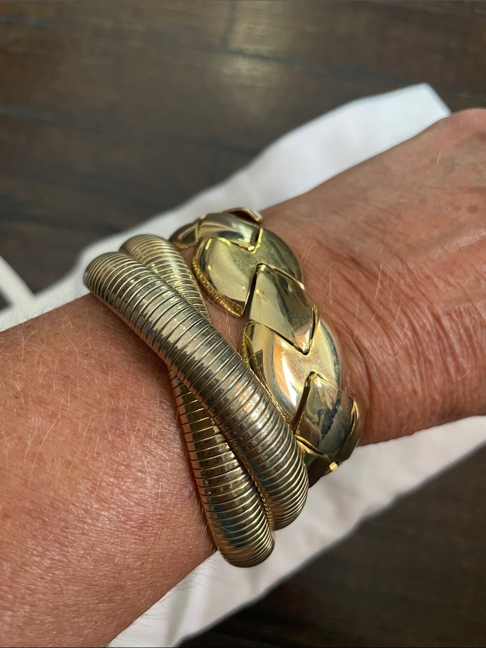 Gold Tone Women's Linked Chain & Coil Bracelet Set